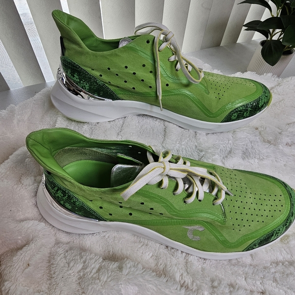 Other - Courser Uno Men's Acid Green Luxe Sneakers Size 12 Made in Italy Exotic Reptile